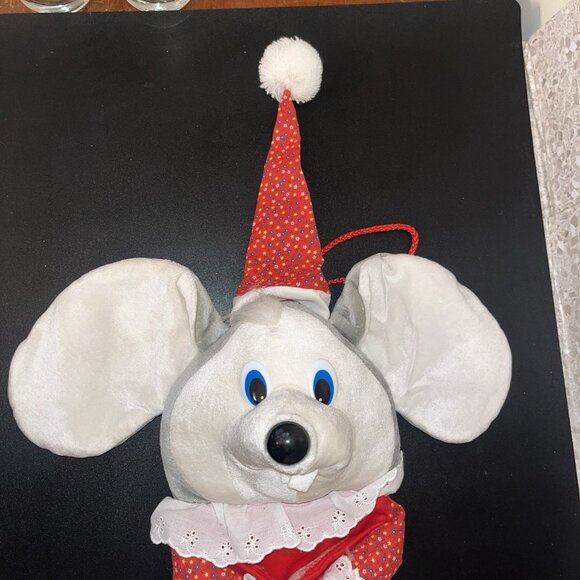 Mithy 3D Plush Mouse Christmas Stocking Santa Hat Rare Vintage Stuffed Animal - Picture 10 of 10